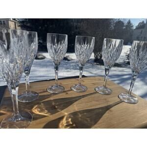 Gorham STAR BLOSSOM 8" Crystal Wine Glass 6 Oz ~set Of 6